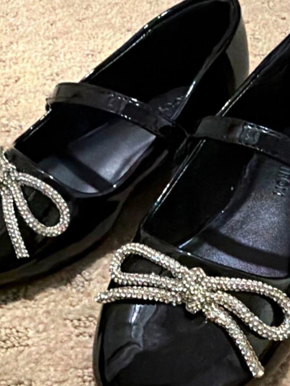 Nordstrom Girls Black Mary Jane Flats Bow Buckle Round Toe Size 12